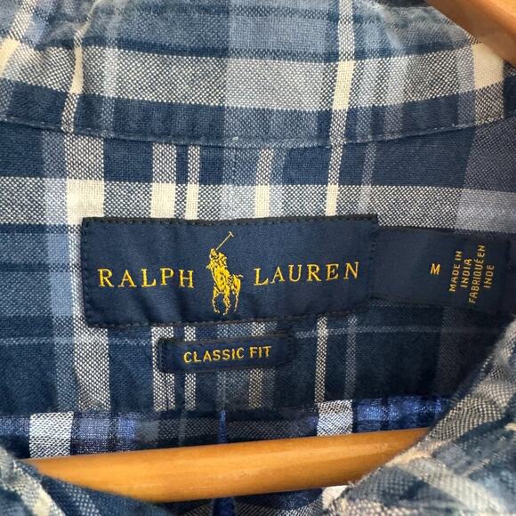 Ralph Lauren Men’s Blue Plaid Button-Up Shirt Size Medium | Classic Fit - Picture 3 of 4